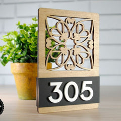 Custom Wooden Room Number Plate with Acrylic Finish – Modern Design