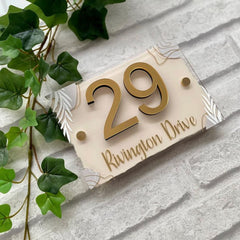 Luxury Gold Acrylic House Number Plate with Clear Overlay