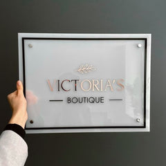 Layered Acrylic Home Name Board with UV Print – White & Clear Acrylic Wall Sign for House Entrance