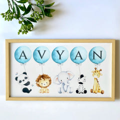 Kids Acrylic Name Board with Rubberwood Frame – Custom Baby Room Sign