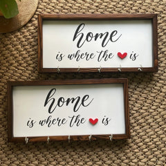 Wooden Home Heart Key Holder – Wall Mounted Key Hanger for Entryway & Living Room – Rustic Home Decor Gift