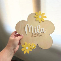 Personalized Wooden Flower Name Board for Kids Room & Nursery Decors