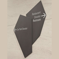 Modern Geometric Wayfinding Sign Board – Car Park & Restroom Directional