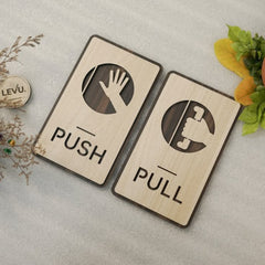 Wooden Push & Pull Door Signs – Acrylic Cutout Symbols for Easy Use