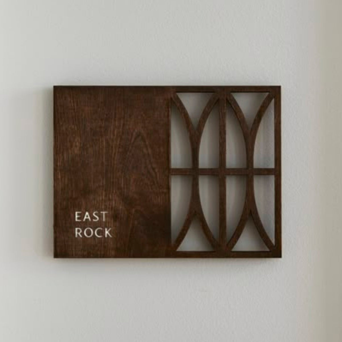 Custom Rubber Wood House Sign Board – Painted Wooden Name Plate with Geometric Cutwork Design for Home & Office